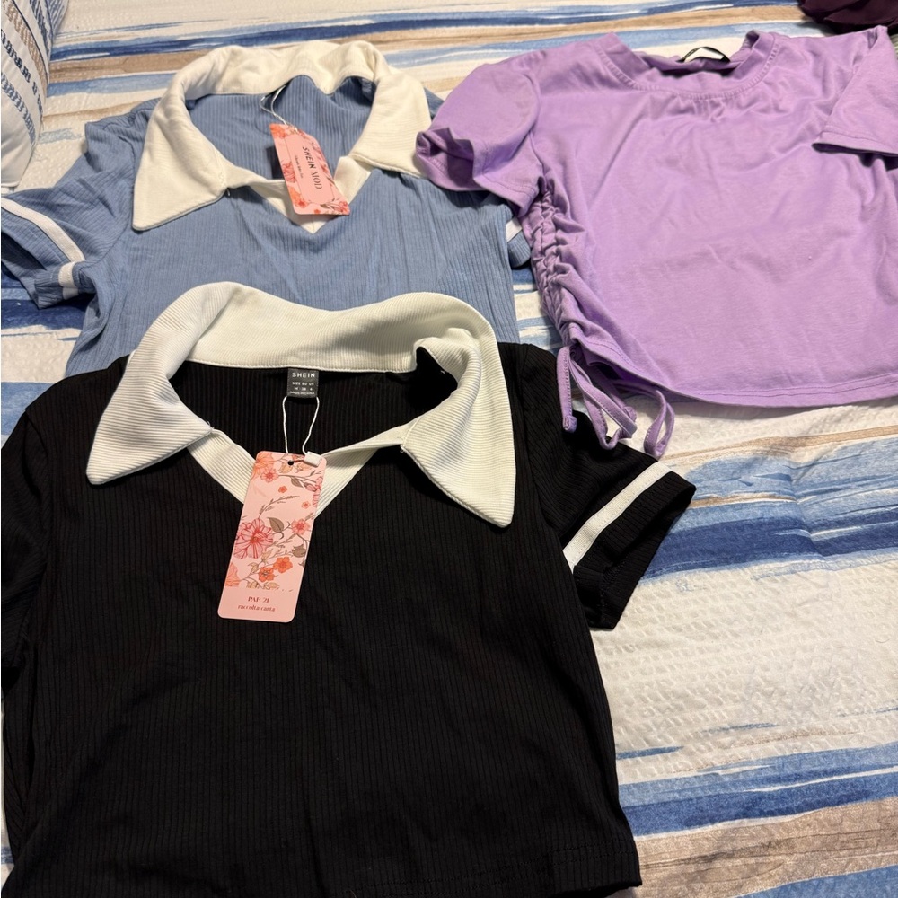 SHEIN Kids Polo Set - Black, Blue, and Purple